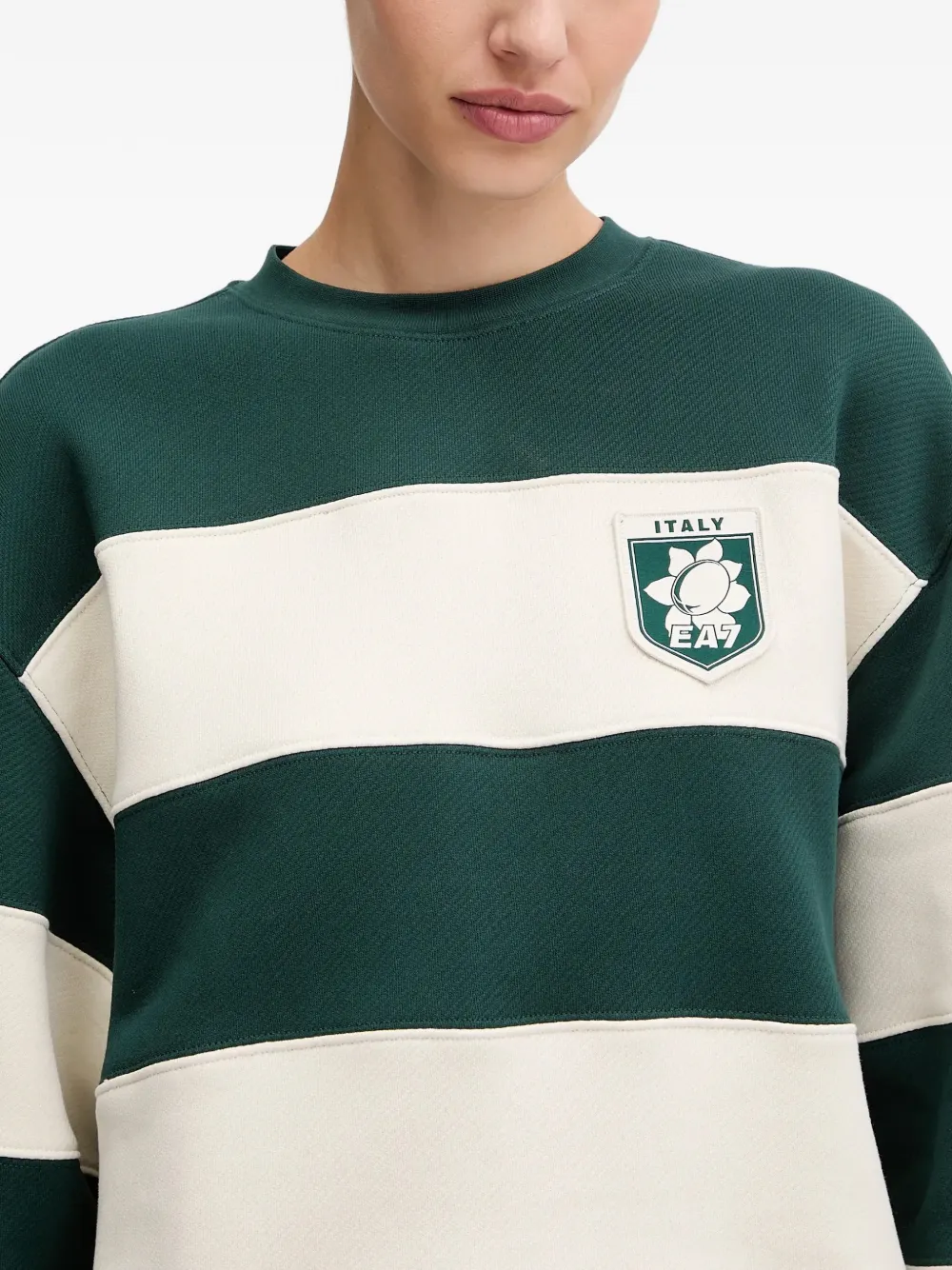Ea7 Striped Sweatshirt In Green