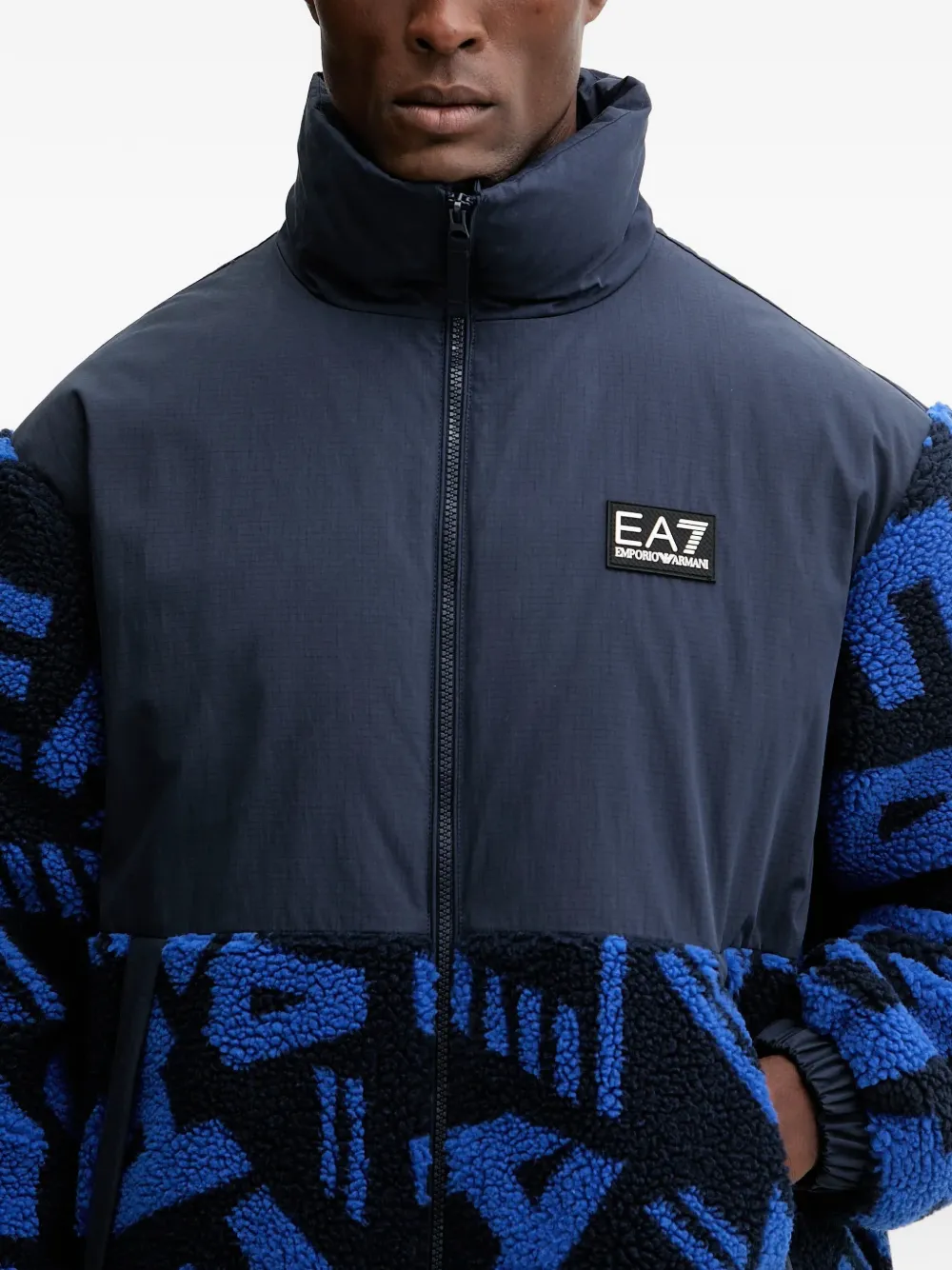 Ea7 Logo-patch Jacket In Blue