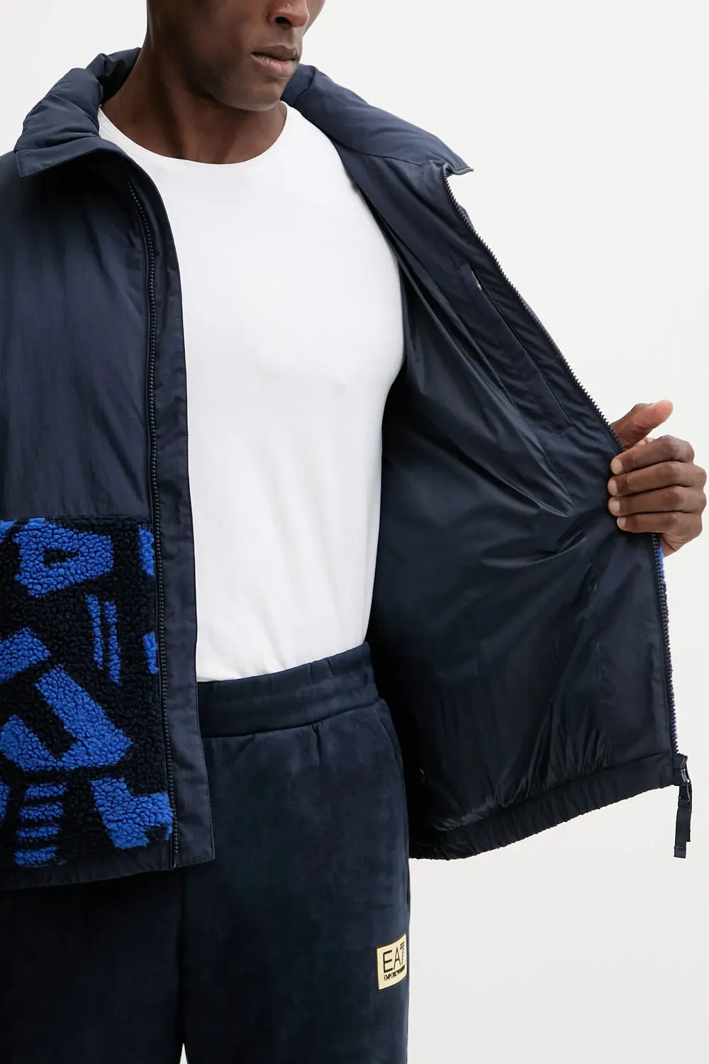 Ea7 Logo-patch Jacket In Blue