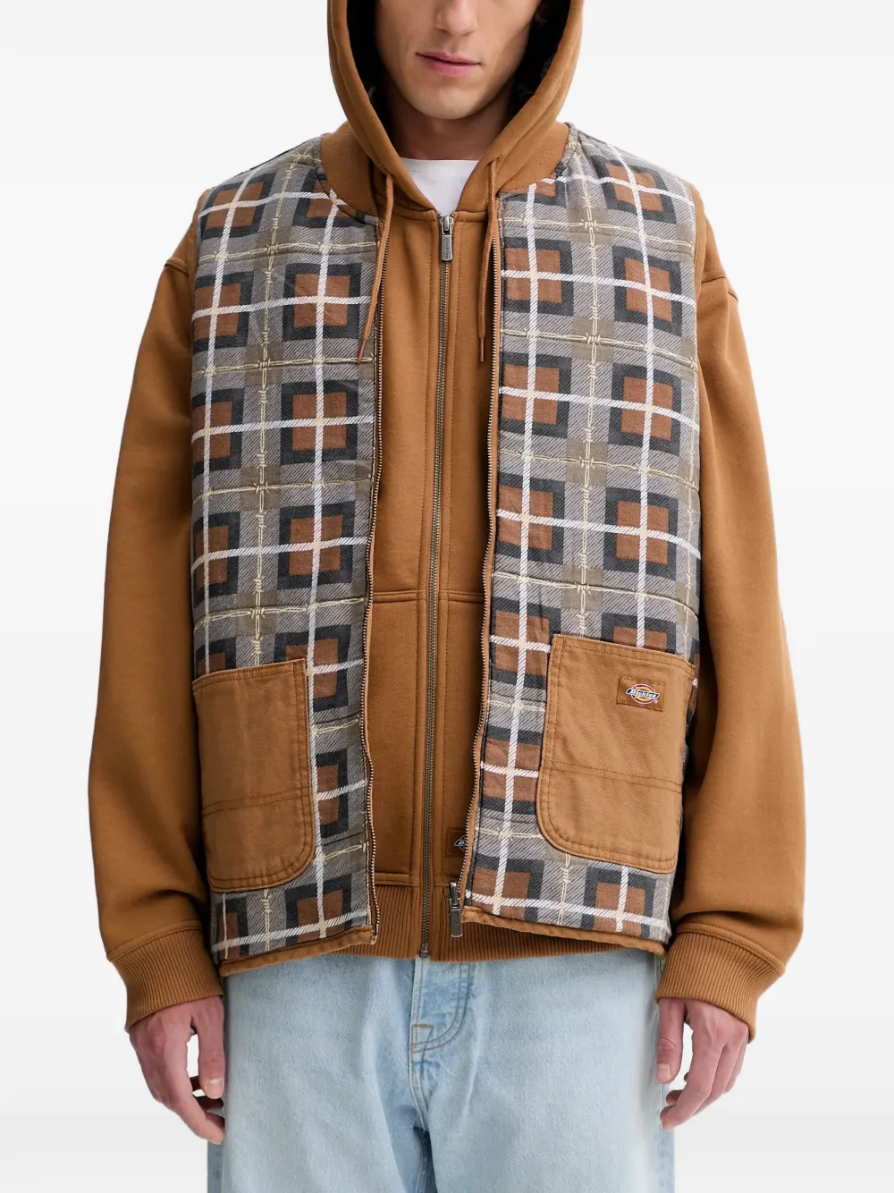 DICKIES x Trasher reversible check-pattern gilet | Brown | Image 1