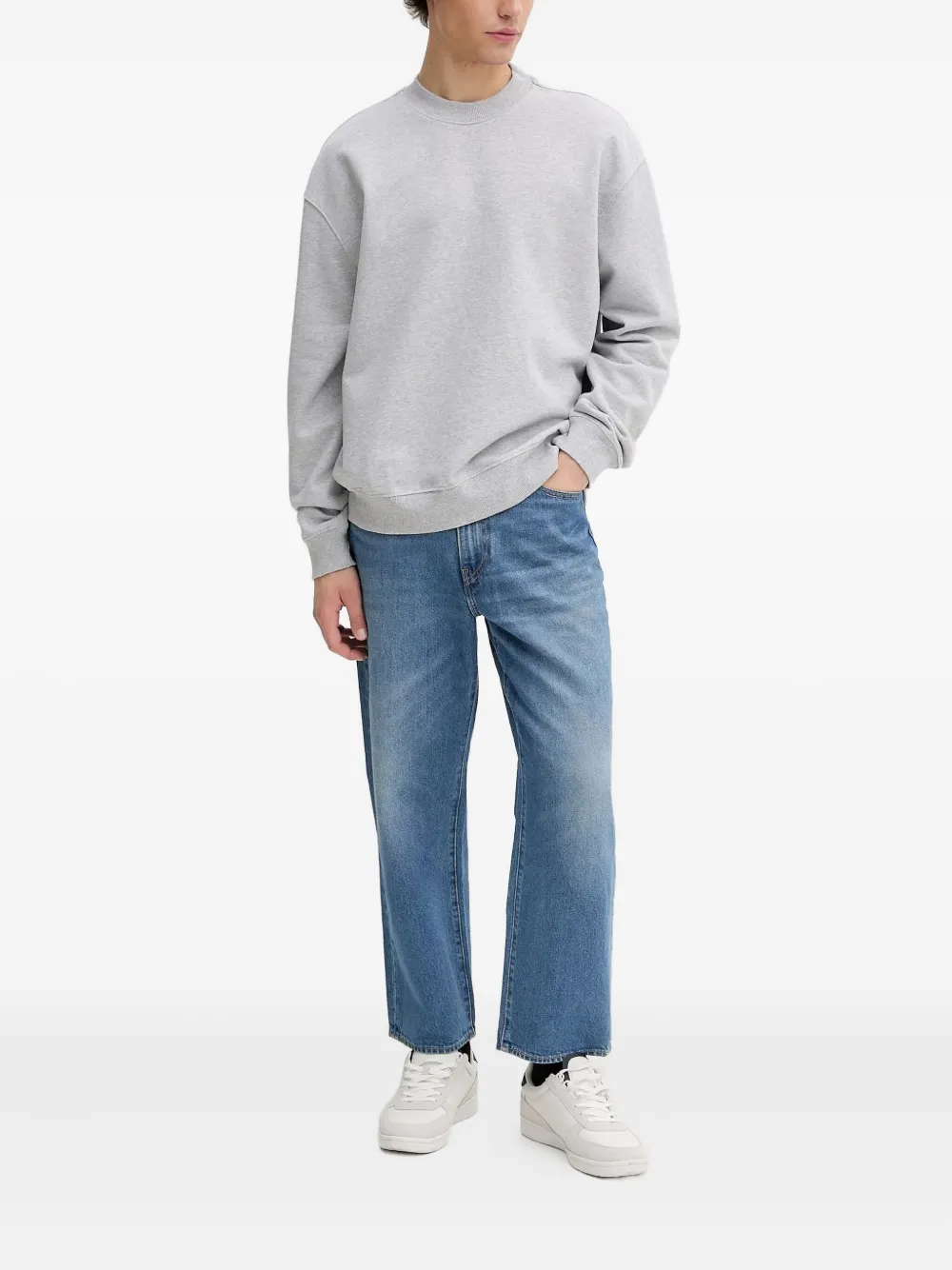 AllSaints Milo sweater met logopatch - Grijs