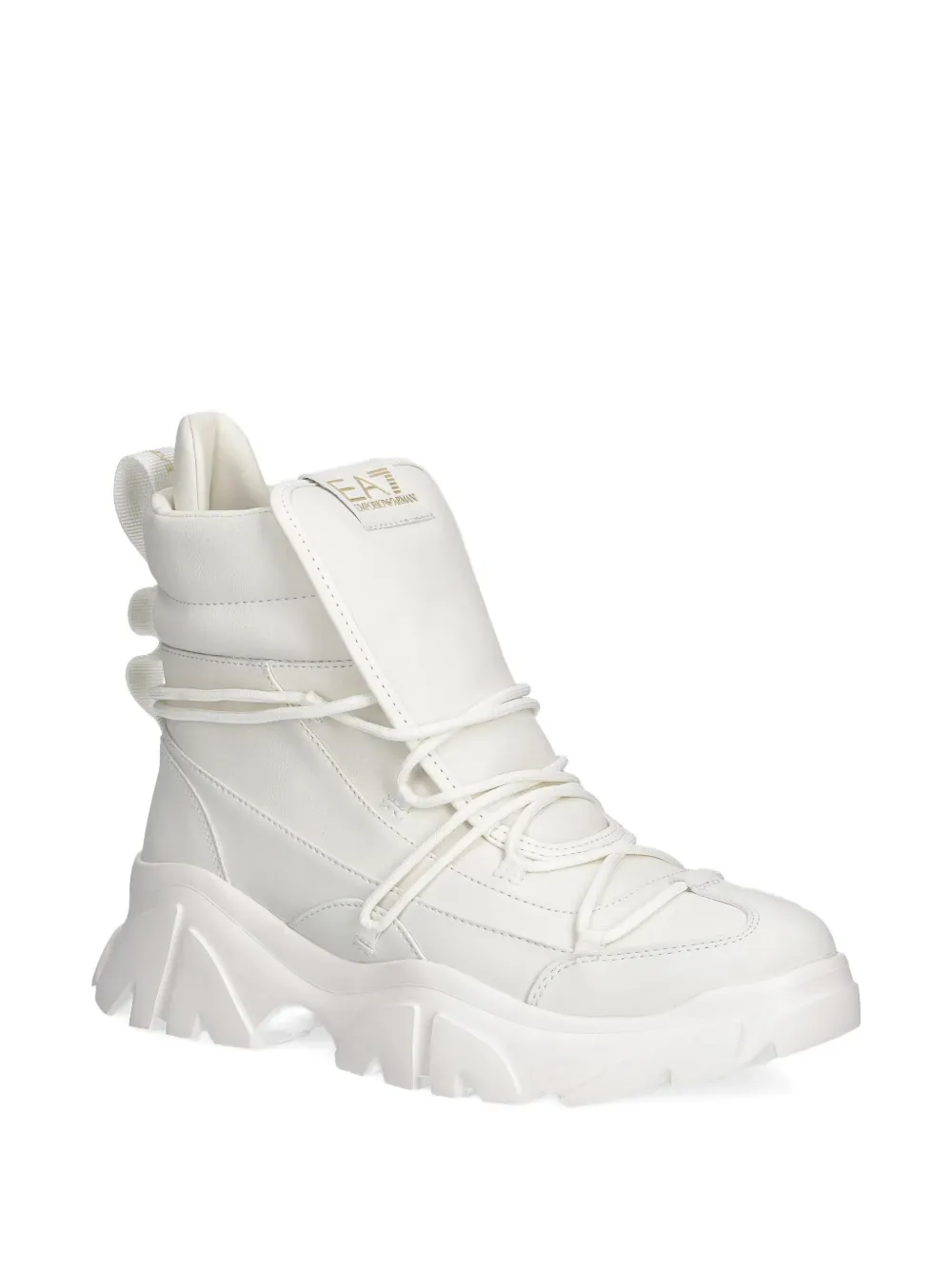 Ea7 Lace-up Chunky Sole Boots In White