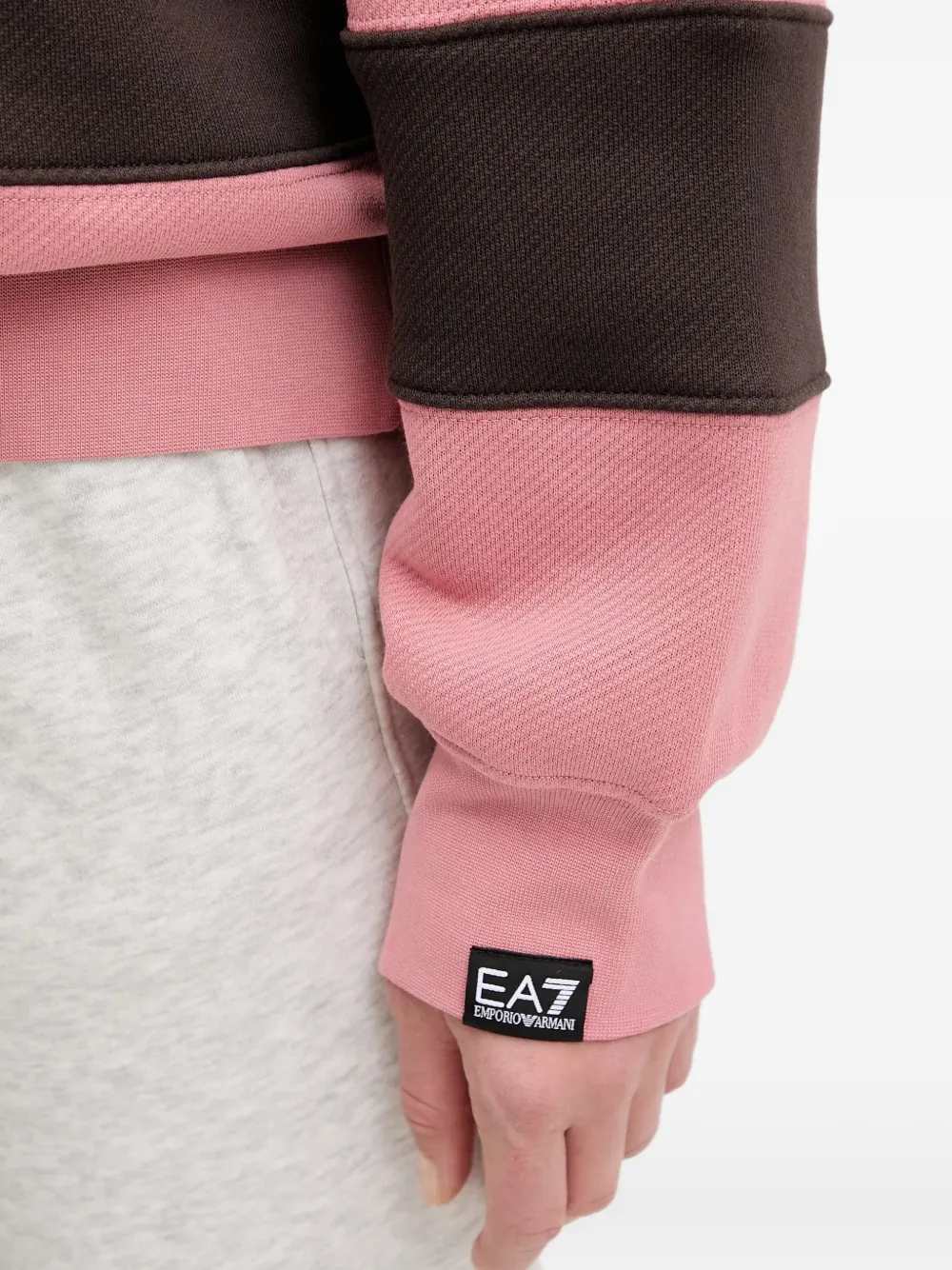 Ea7 Striped Logo-patch Top In Pink