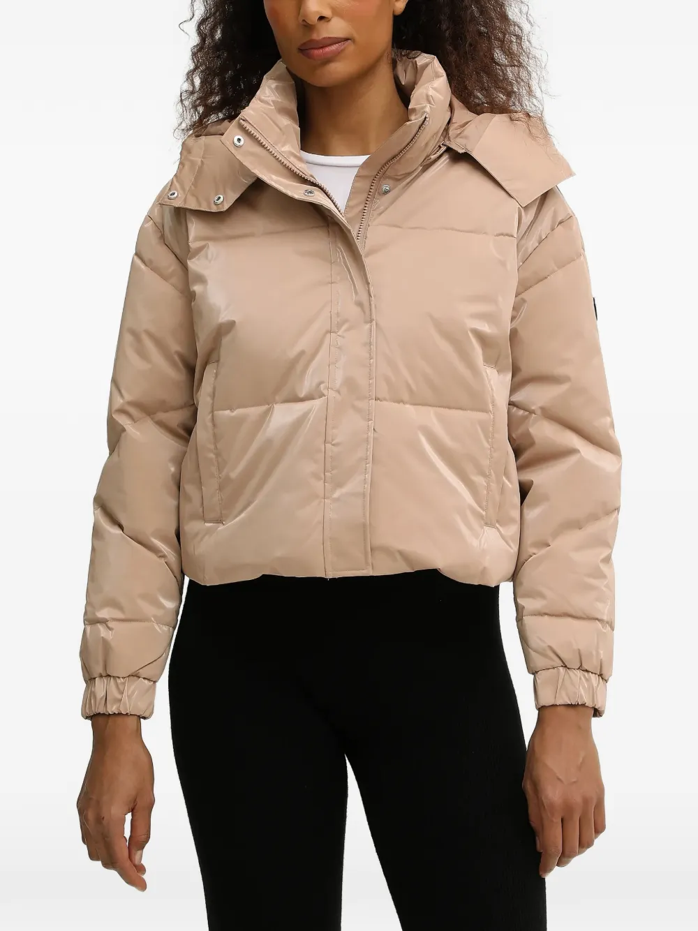 Ea7 Padded Design Jacket In Neutral