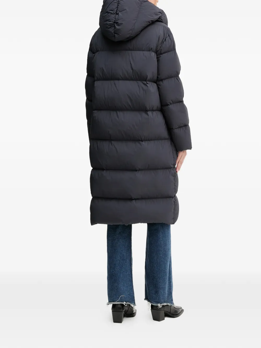 Blauer Gewatteerde jas met capuchon Blauw