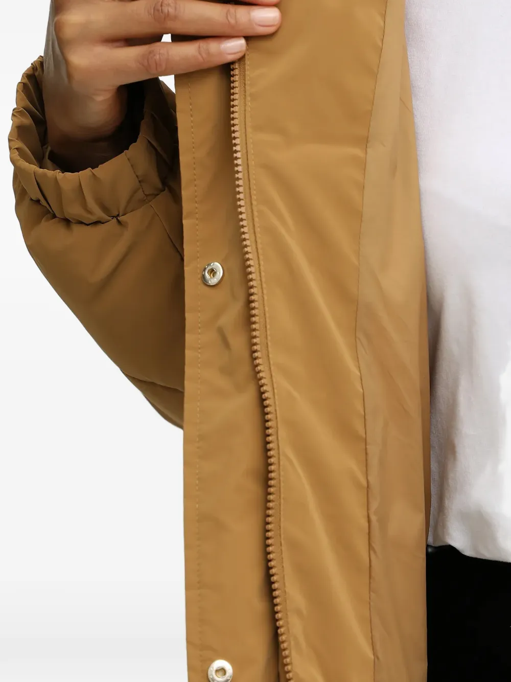 Ea7 Belted Quilted Design Jacket In Brown