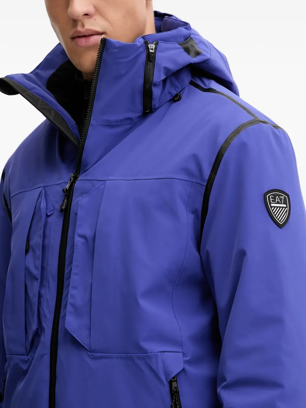 Ea7 Emporio Armani Ski-jack met logopatch Blauw