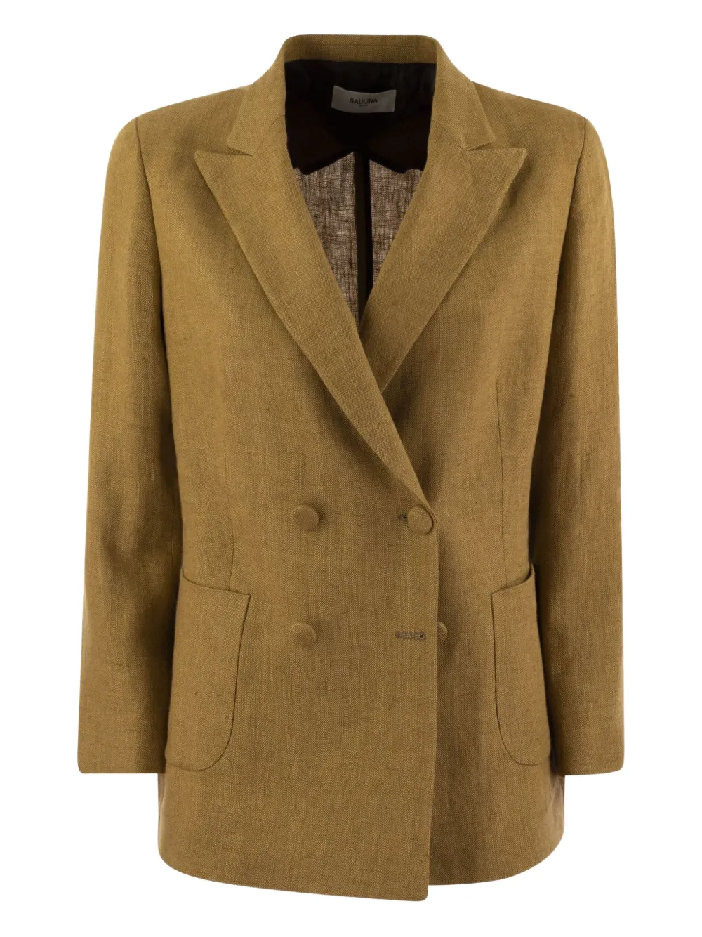 SAULINA Blazer doppiopetto Assunta in lino - Marrone