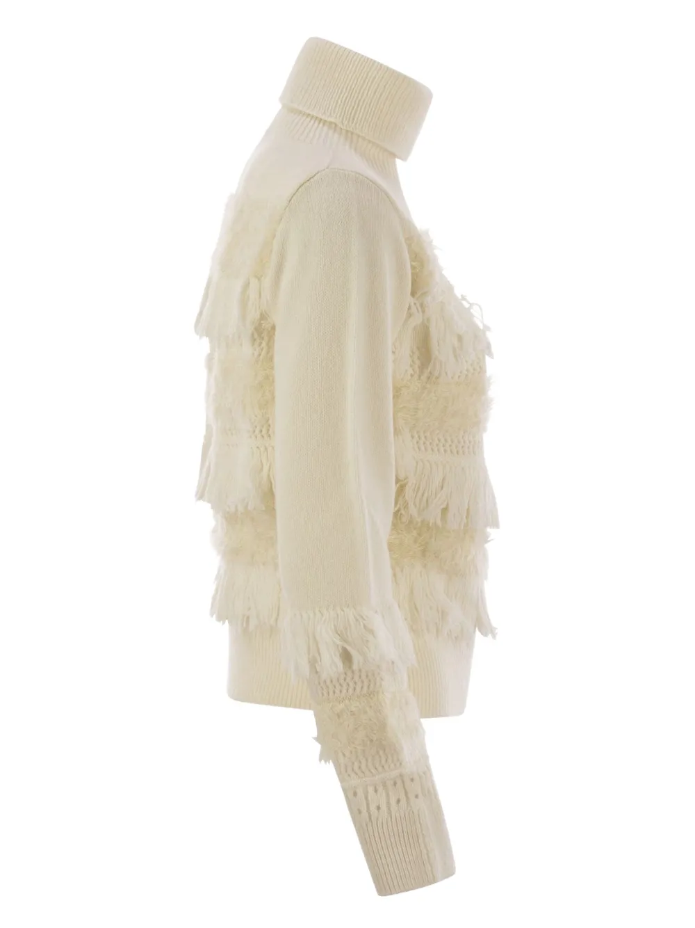  Vanisè Fringed Turtleneck Sweater - Neutrals 