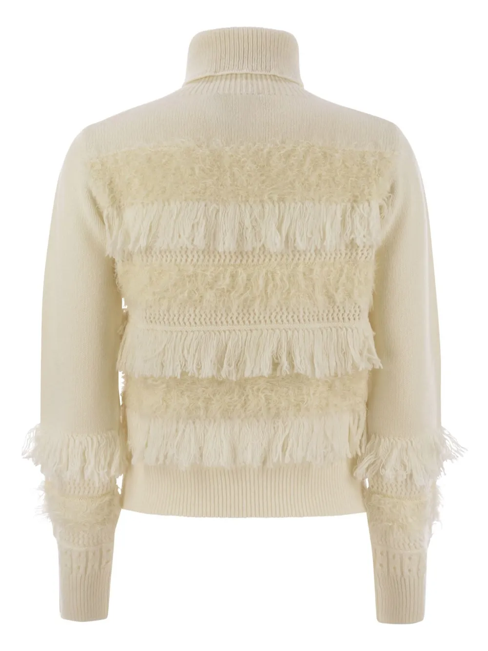  Vanisè Fringed Turtleneck Sweater - Neutrals 