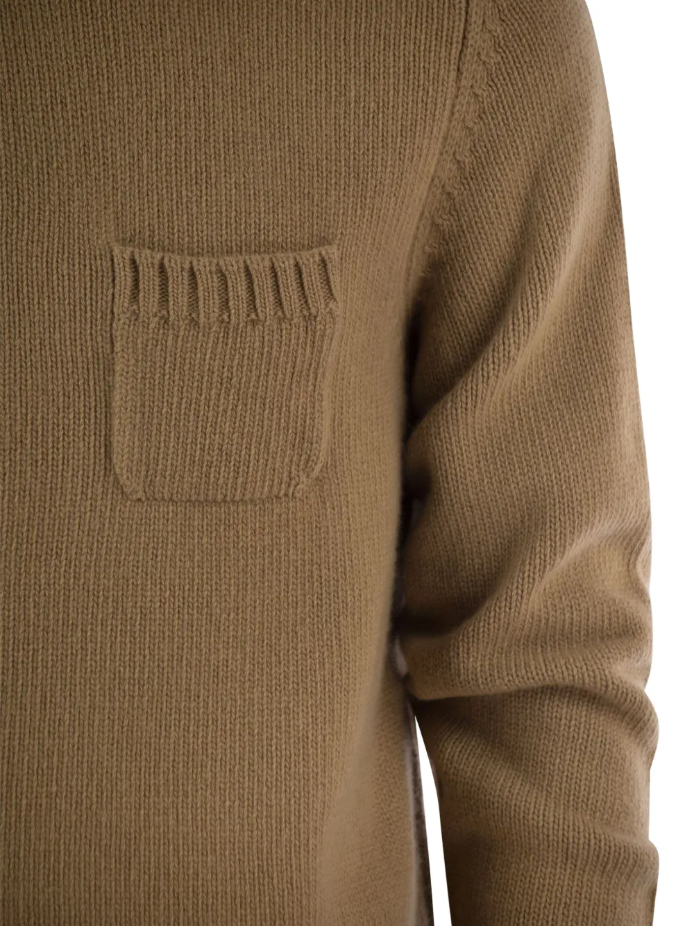 Ribbed Pocket Turtleneck Sweater