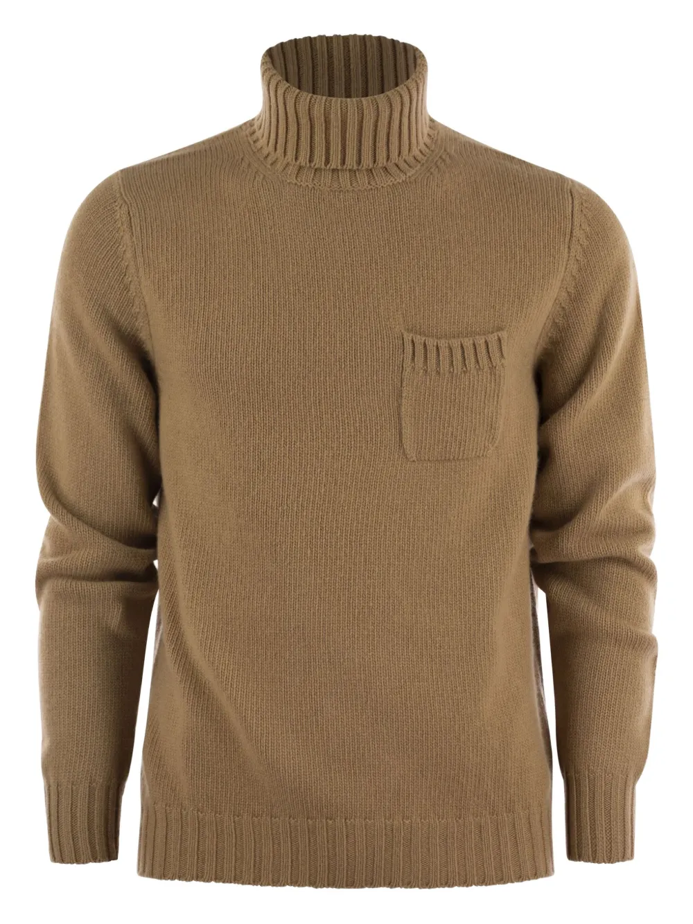 Fedeli ribbed pocket turtleneck sweater | Brown | Image 1
