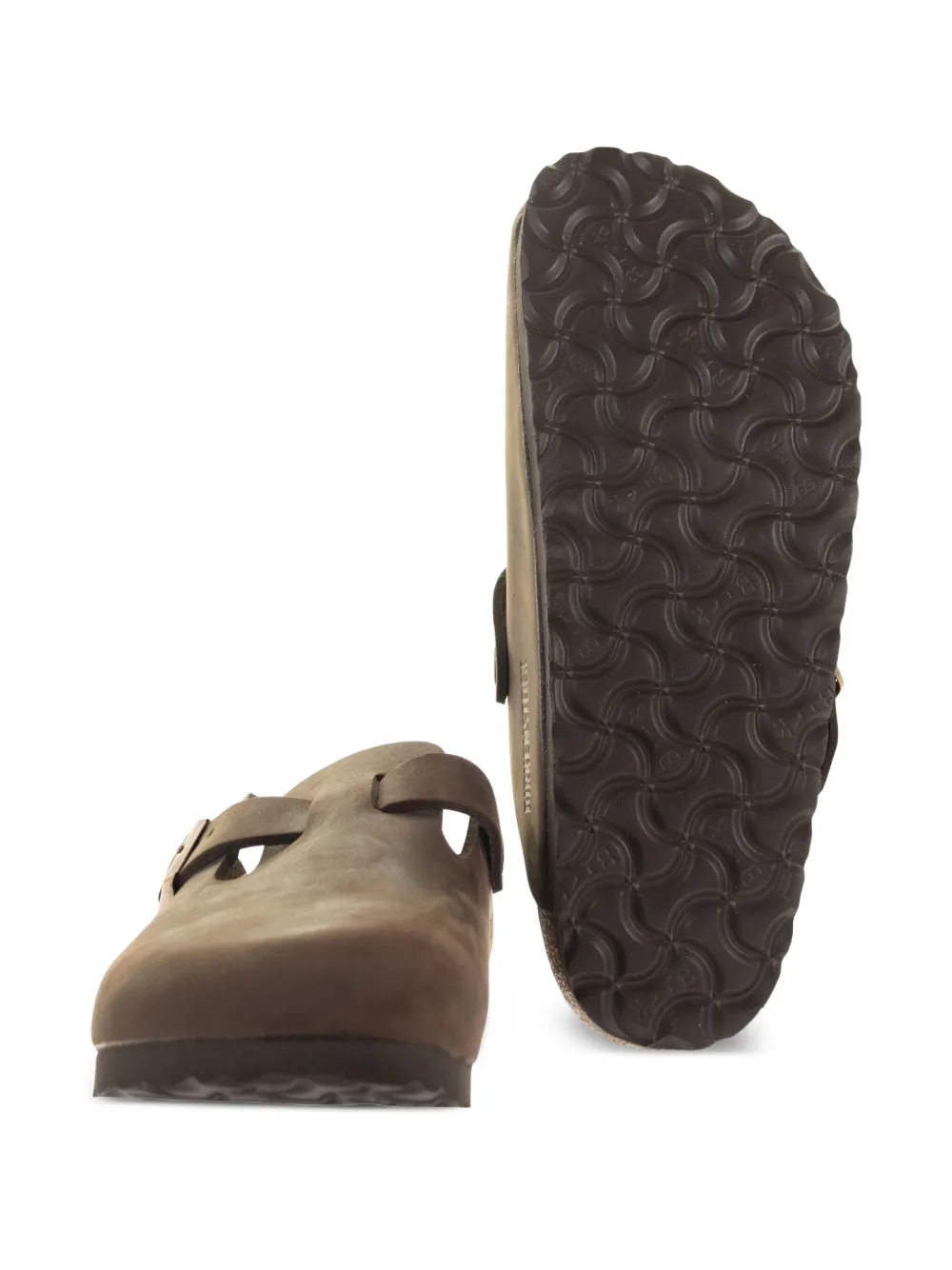Birkenstock Boston leren muiltjes met gesp Bruin
