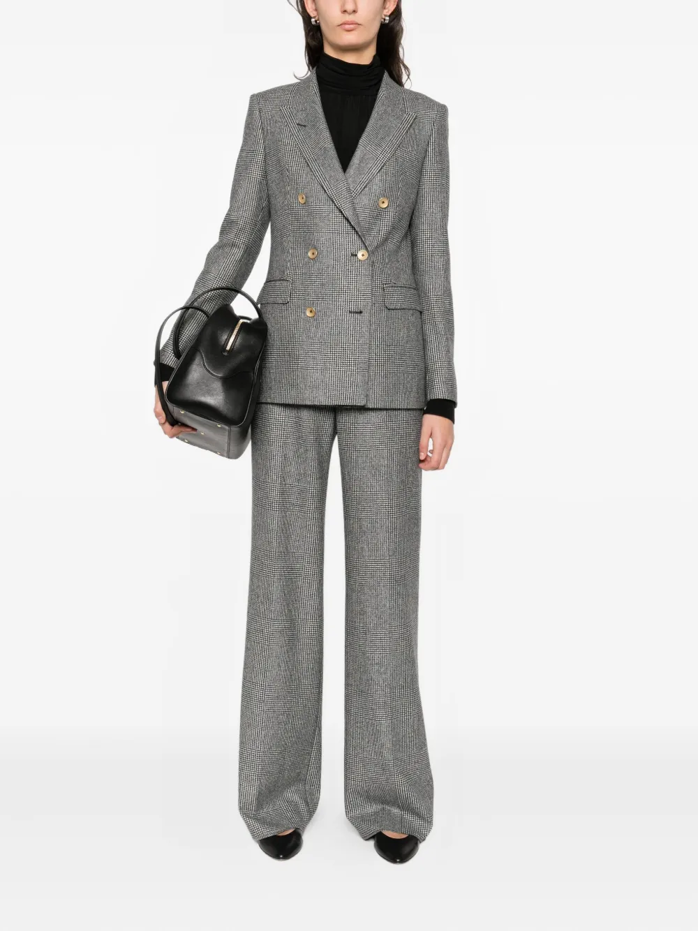 Tagliatore Double-breasted Checked Tailoring In Gray