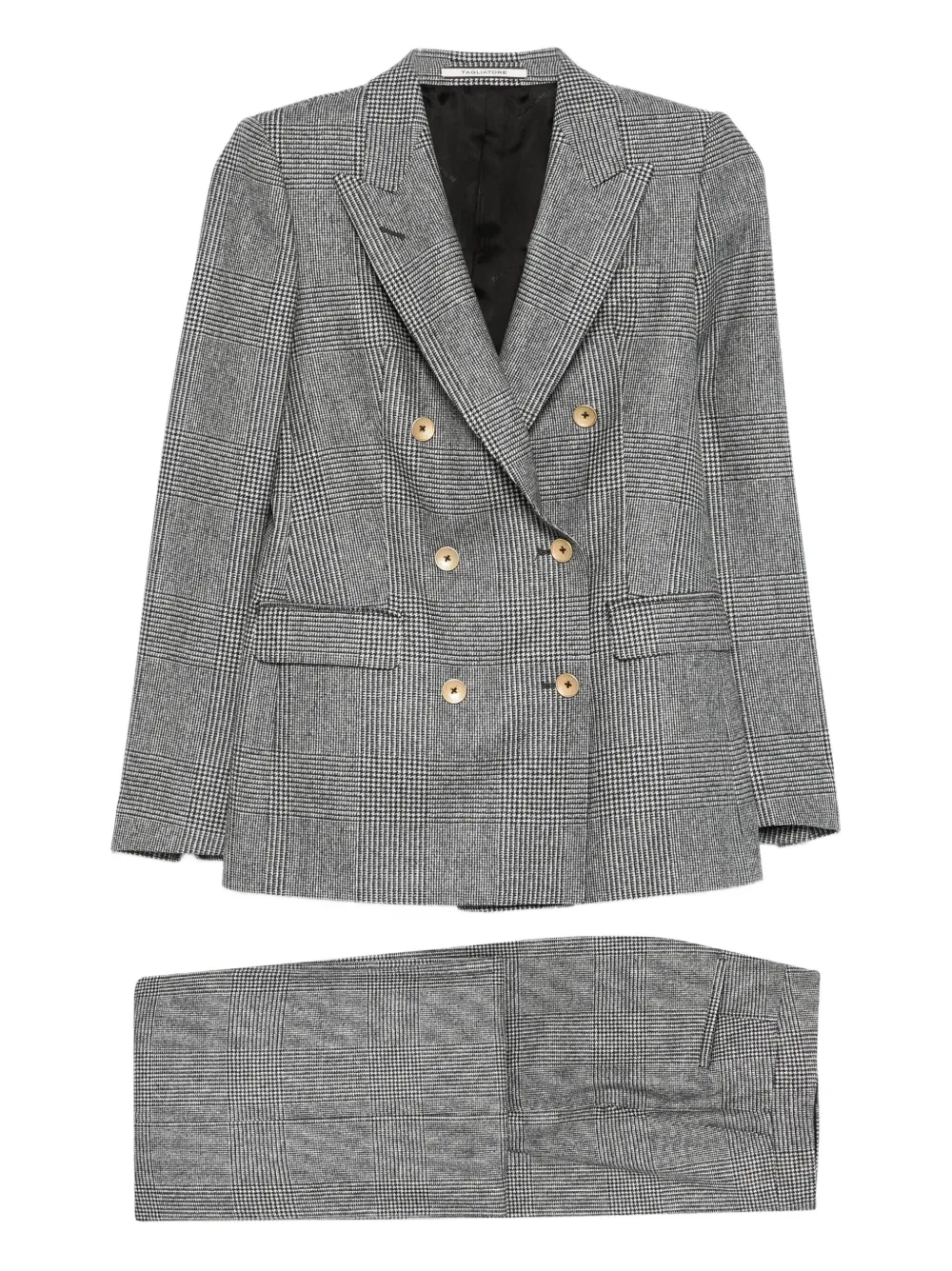 Tagliatore Double-breasted Checked Tailoring In Gray