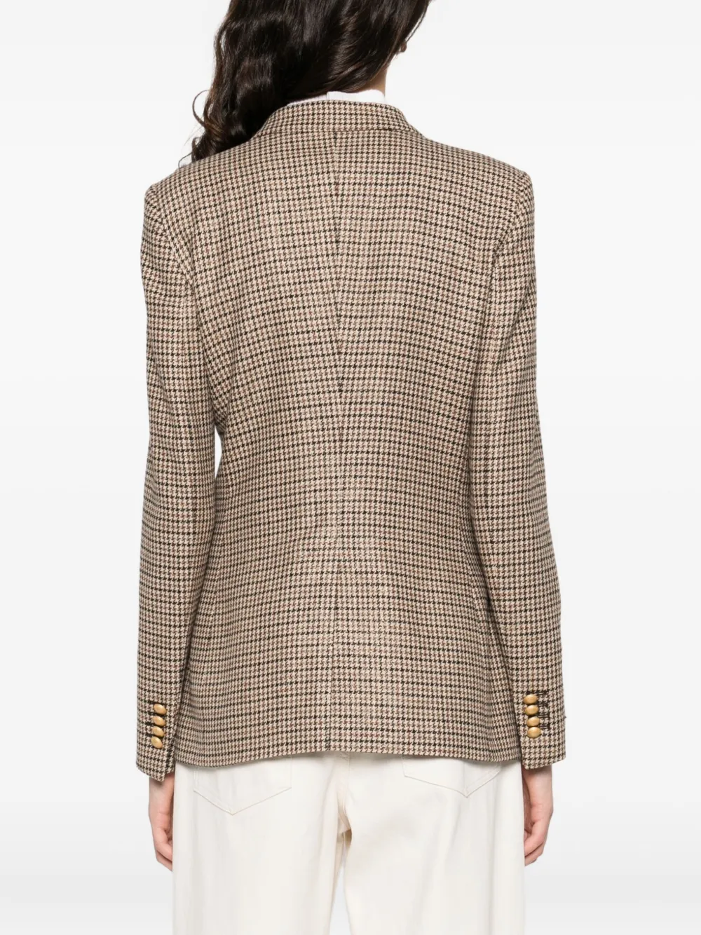 Tagliatore Double-breasted Check Jacket In Brown