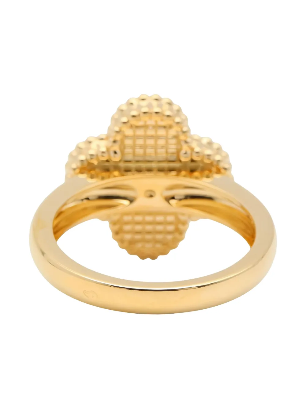 Pre-owned Van Cleef & Arpels 18k Yellow Gold Alhambra Onyx And Diamond Ring