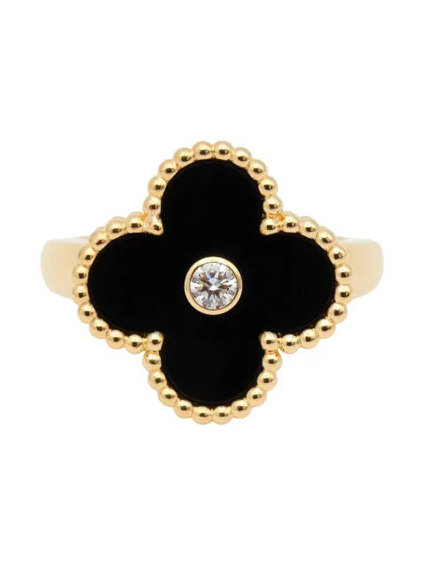 Van Cleef & Arpels Pre-Owned 18K yellow gold Alhambra onyx and diamond ring