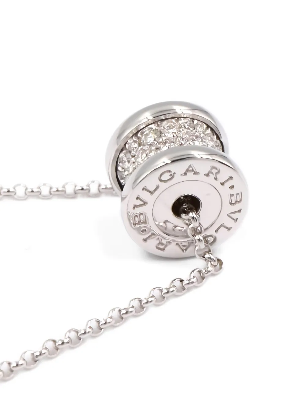 Pre-owned Bvlgari 2010s 18k White Gold B Zero One Diamond Necklace In Silver