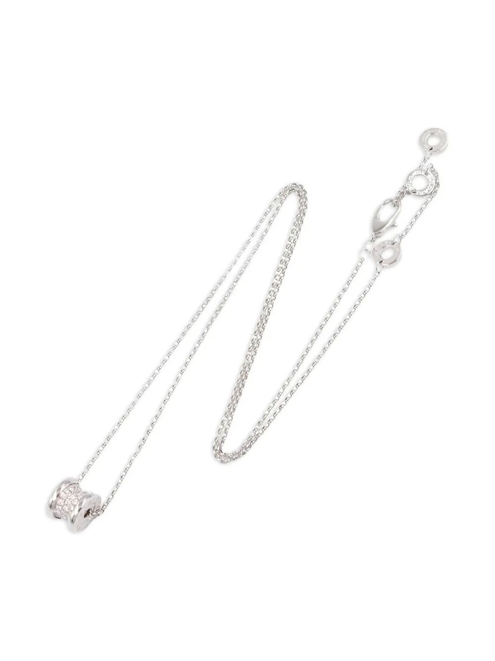 Pre-owned Bvlgari 2010s 18k White Gold B Zero One Diamond Necklace In Silver