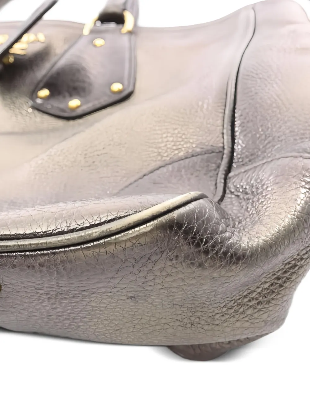 Pre-owned Prada 2000s Daino Metallic-effect Tote Bag In Brown