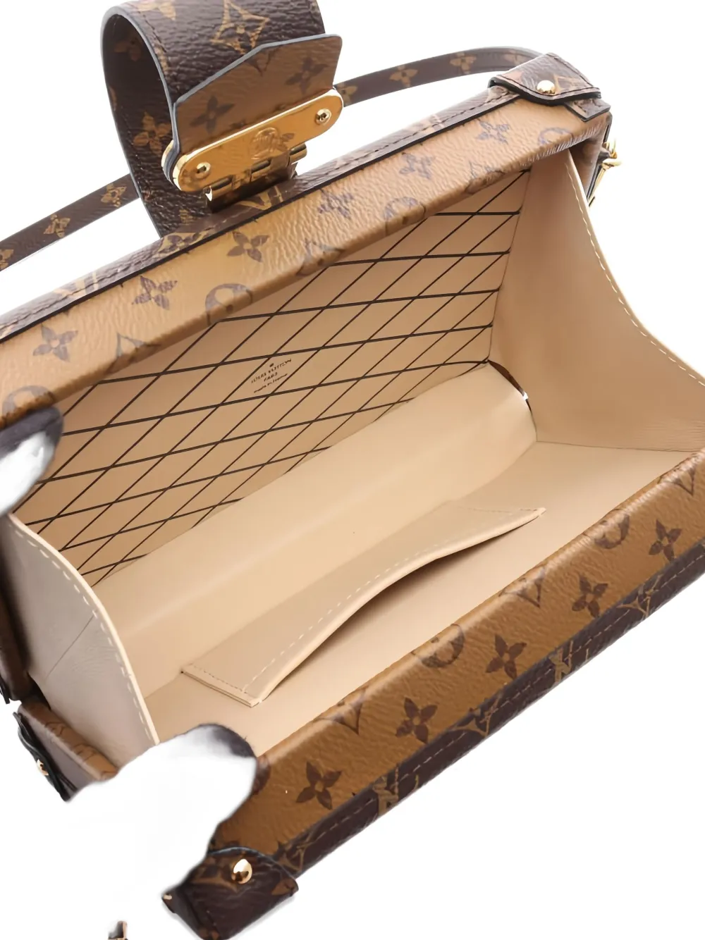 Pre-owned Louis Vuitton 2019 Petite Malle Monogram Canvas Cross Body Bag In Brown