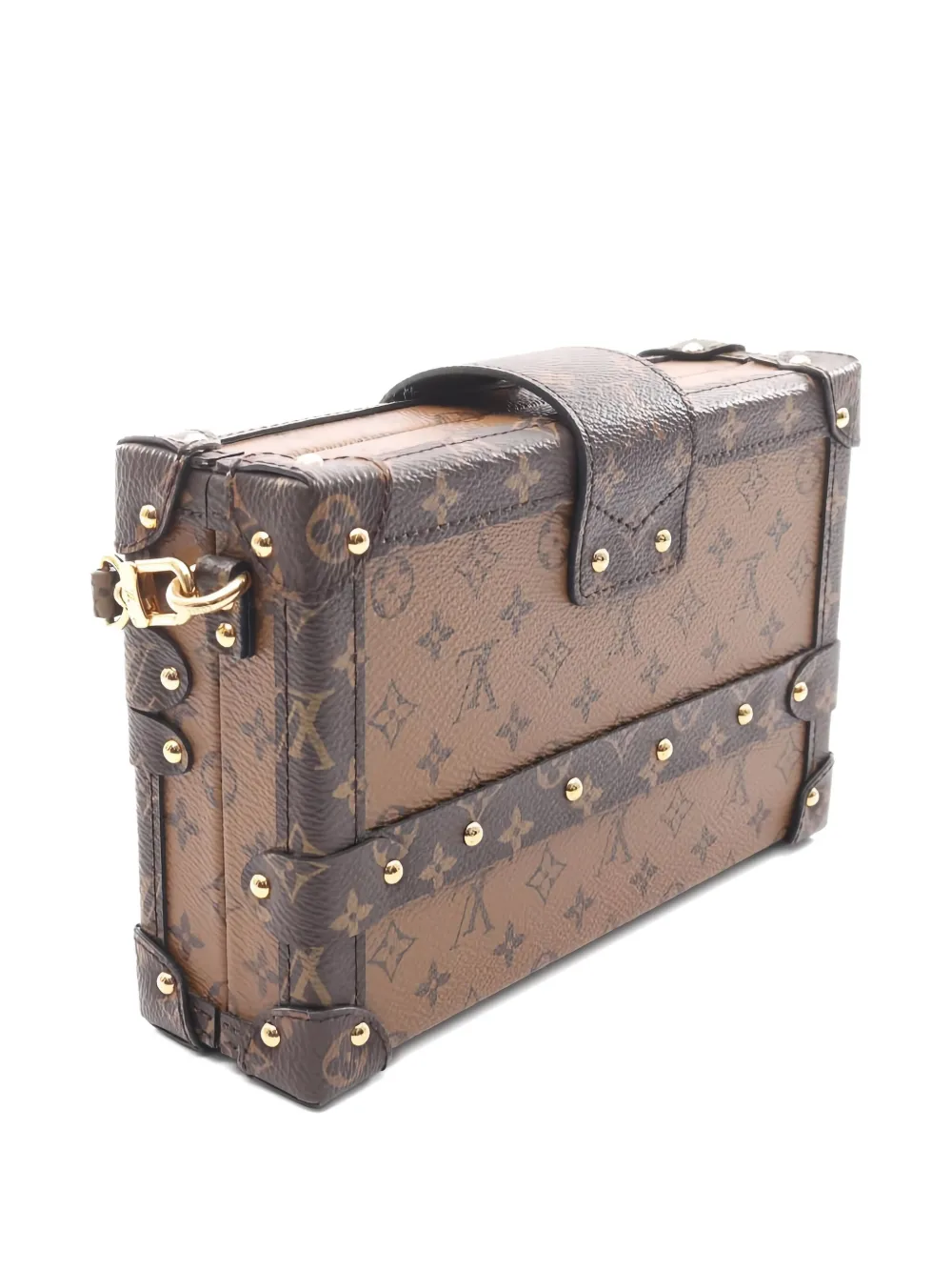 Pre-owned Louis Vuitton 2019 Petite Malle Monogram Canvas Cross Body Bag In Brown