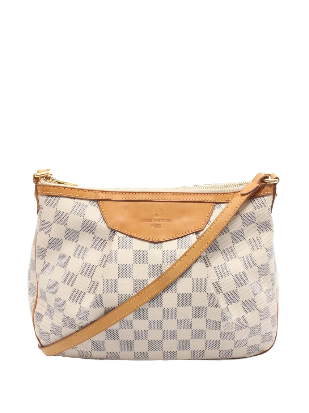 Pre-owned Louis Vuitton 2012 Siracusa Pm Damier Azur Canvas Shoulder Bag In Neutral