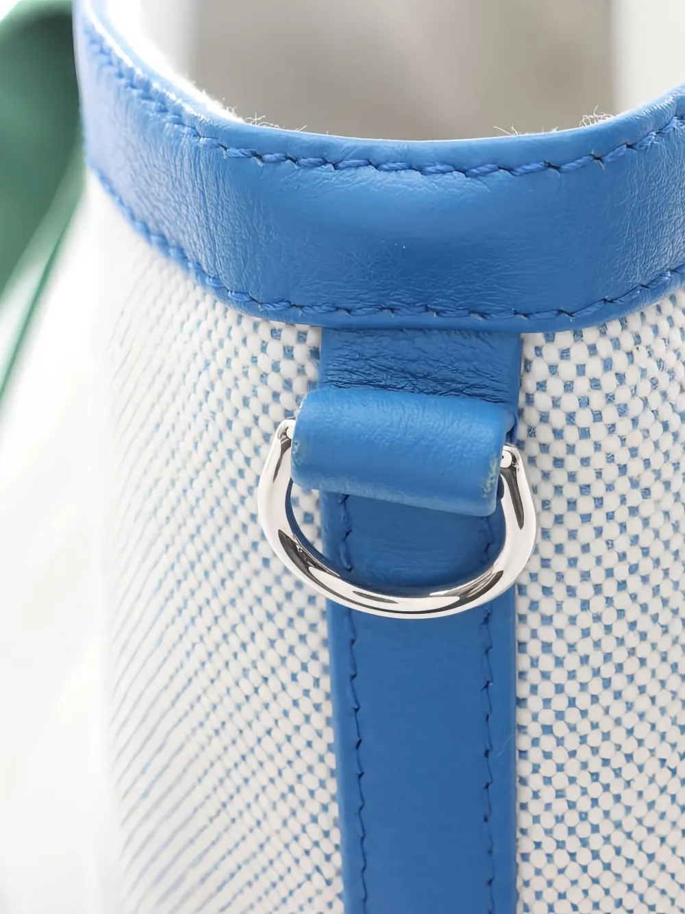 Pre-owned Hermes 2010s Ash Soukabas Leather-trim Tote Bag In Gray