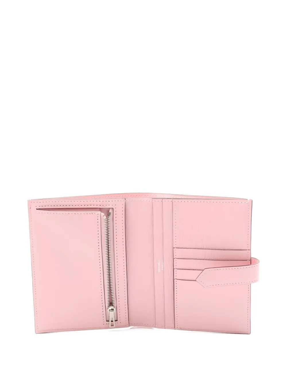 Pre-owned Hermes 2019 Bearn Compact Buckle Bi-fold Wallet In Pink