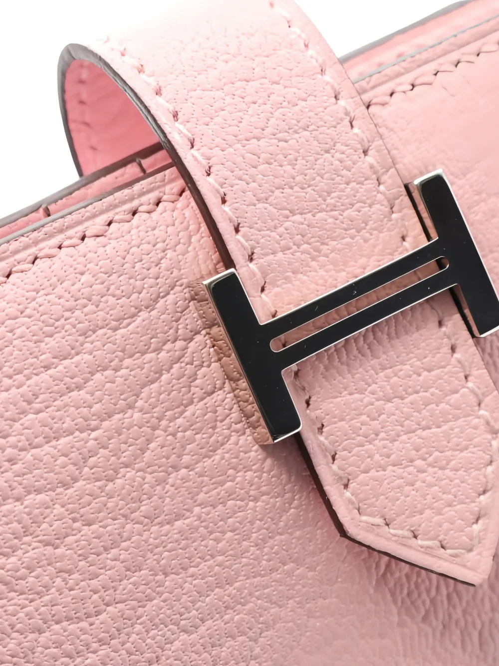 Pre-owned Hermes 2019 Bearn Compact Buckle Bi-fold Wallet In Pink