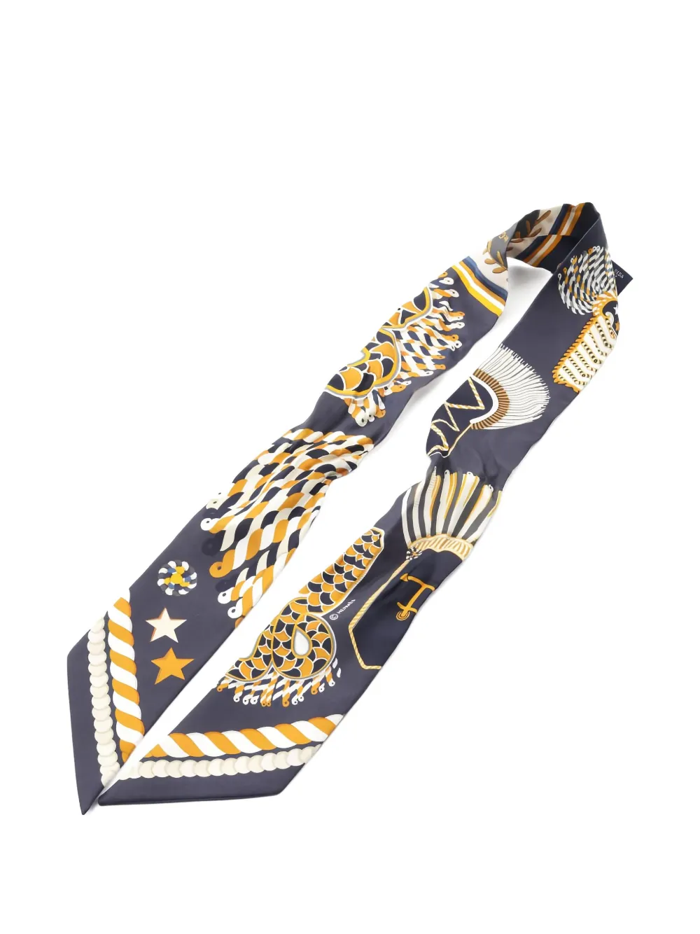 Pre-owned Hermes 2000s Epaulettes De Gala Ribbon Scarf In Blue