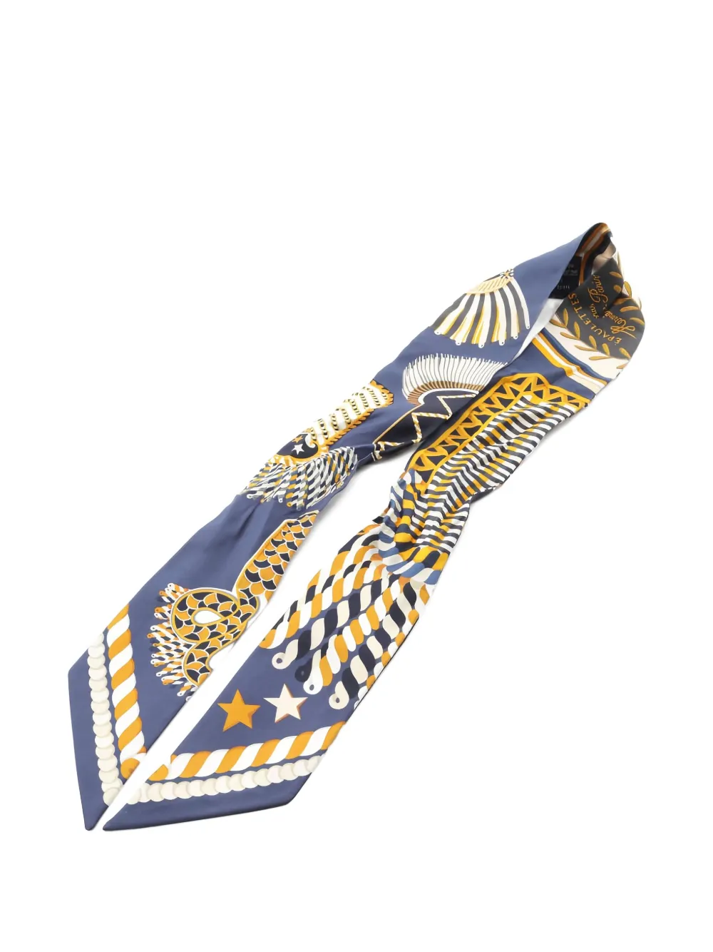 Pre-owned Hermes 2000s Epaulettes De Gala Ribbon Scarf In Blue