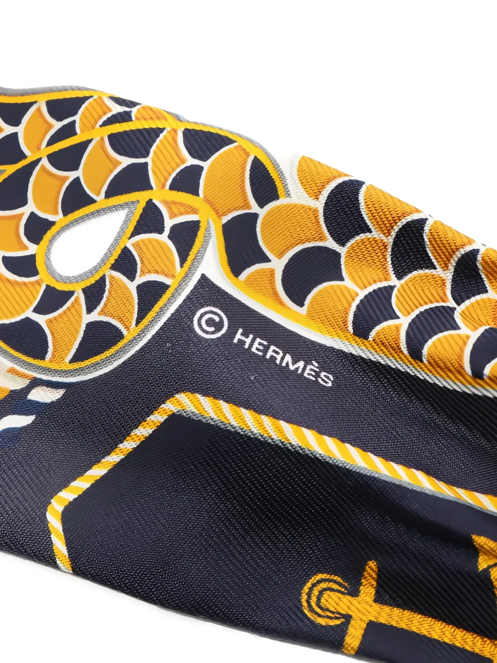 Pre-owned Hermes 2000s Epaulettes De Gala Ribbon Scarf In Blue