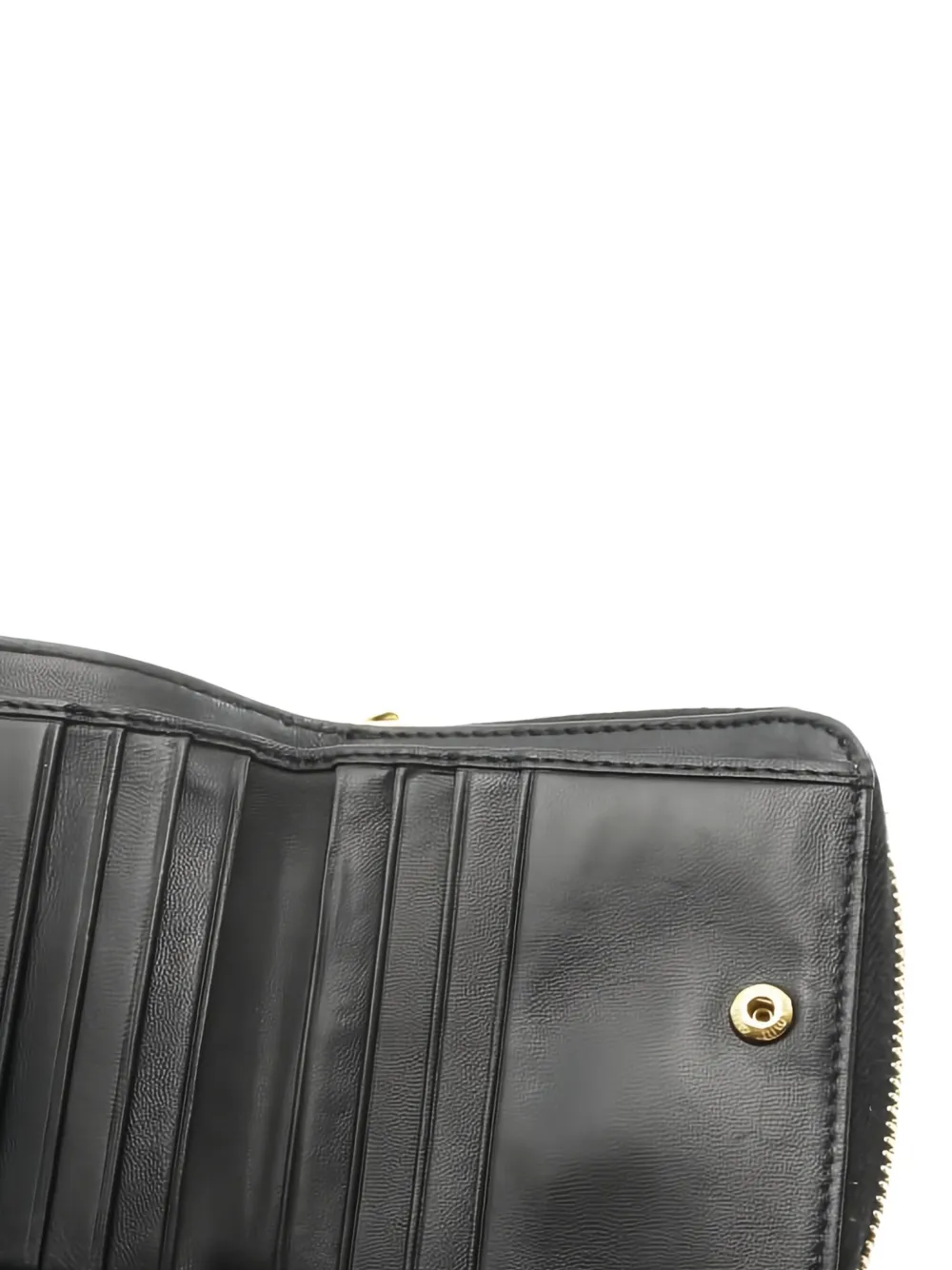 MIU MIU Pre-owned 2000s Matelassé Zip Wallet In Black