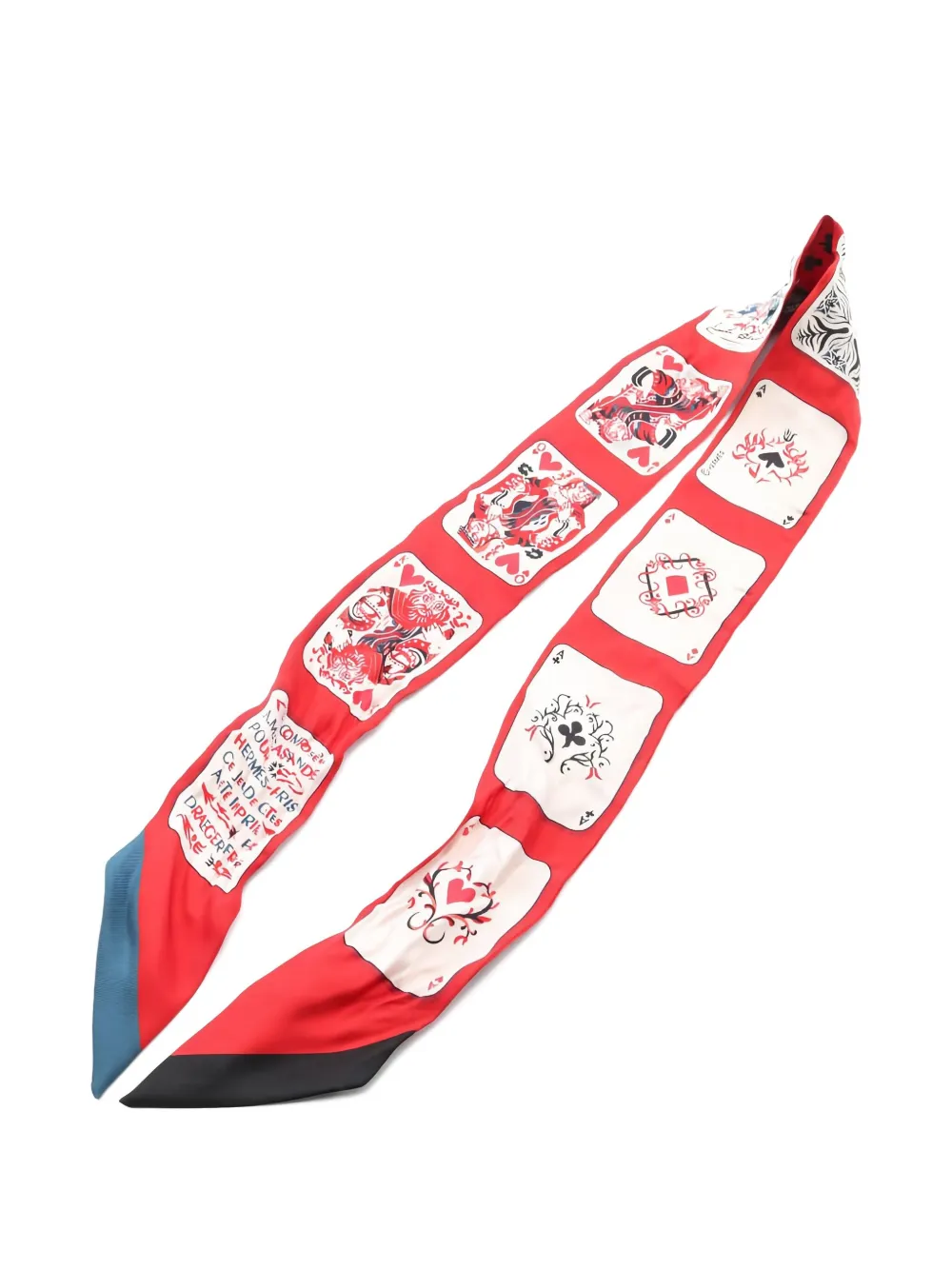 HERMES Pre-owned 2000s Jeu De Cartes Ribbon Scarf In Red