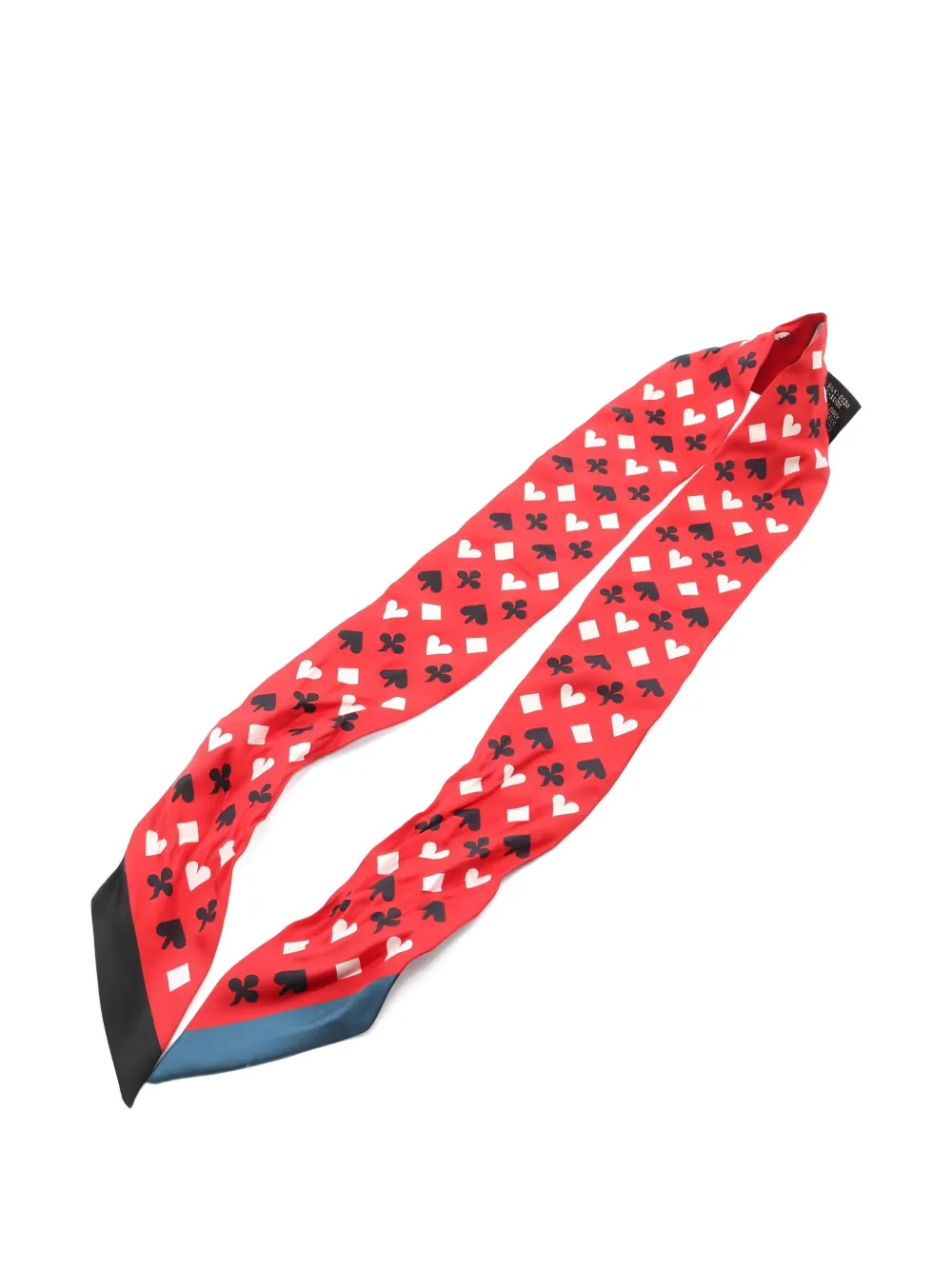HERMES Pre-owned 2000s Jeu De Cartes Ribbon Scarf In Red