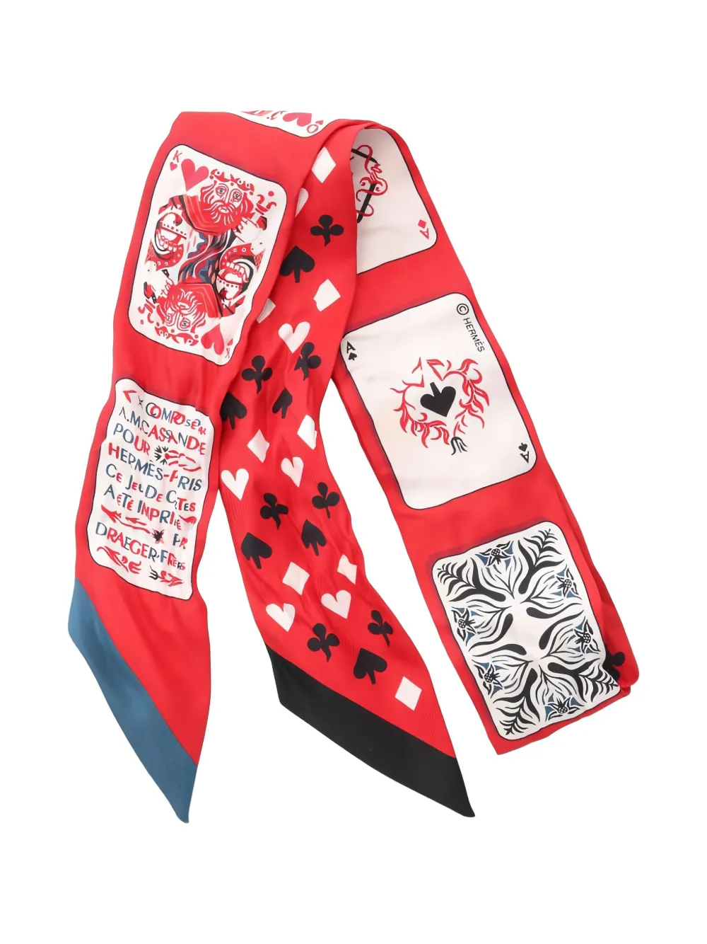 HERMES Pre-owned 2000s Jeu De Cartes Ribbon Scarf In Red