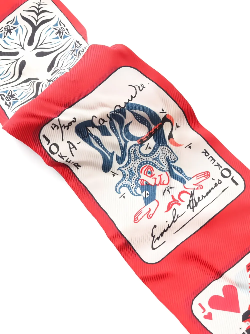 HERMES Pre-owned 2000s Jeu De Cartes Ribbon Scarf In Red