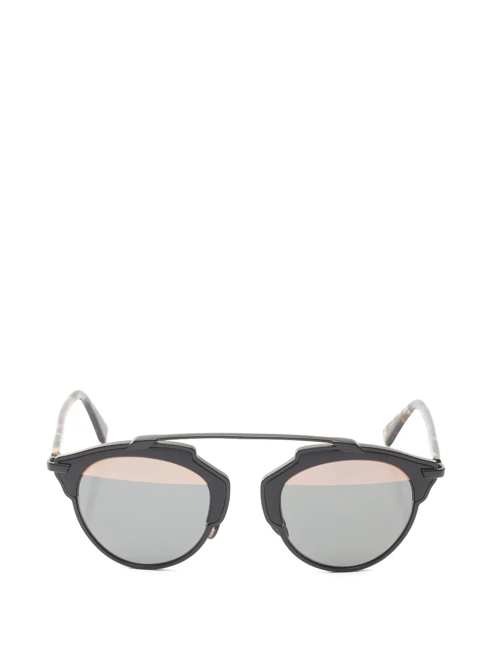 Pre-owned Dior 2010s Browline Tortoiseshell-pattern Sunglasses In Black