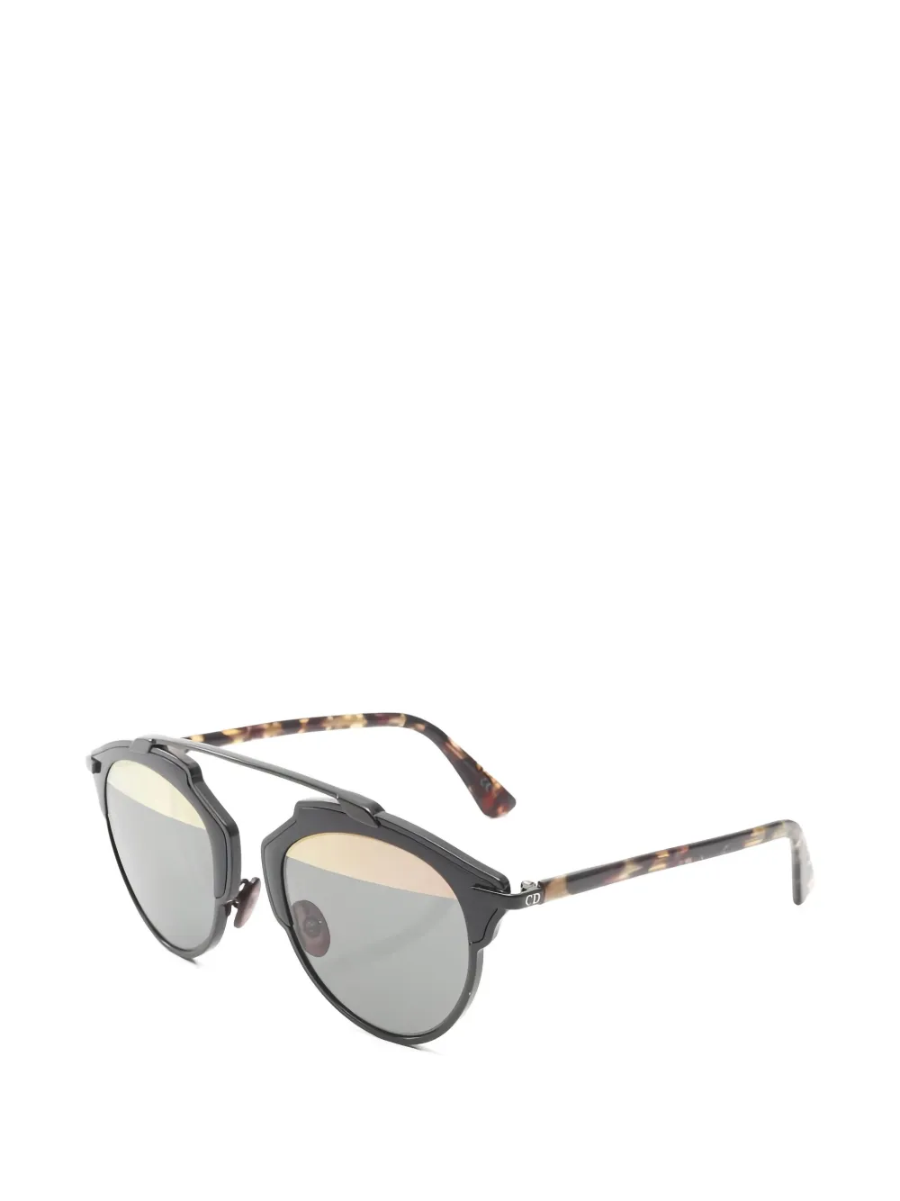 DIOR Pre-owned 2010s Browline Tortoiseshell-pattern Sunglasses In Black
