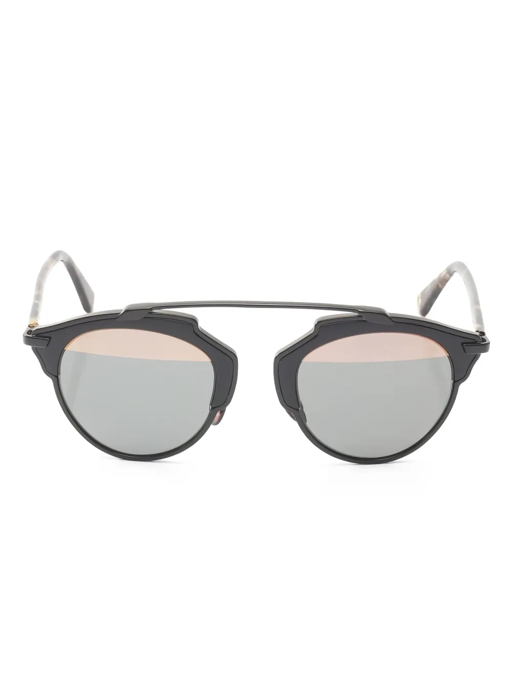 Christian Dior Pre-Owned 2010s ブローライン トータスシェル サングラス - ブラック Christian Dior Pre-Owned 2010s ブローライン トータスシェル サングラス - ブラック