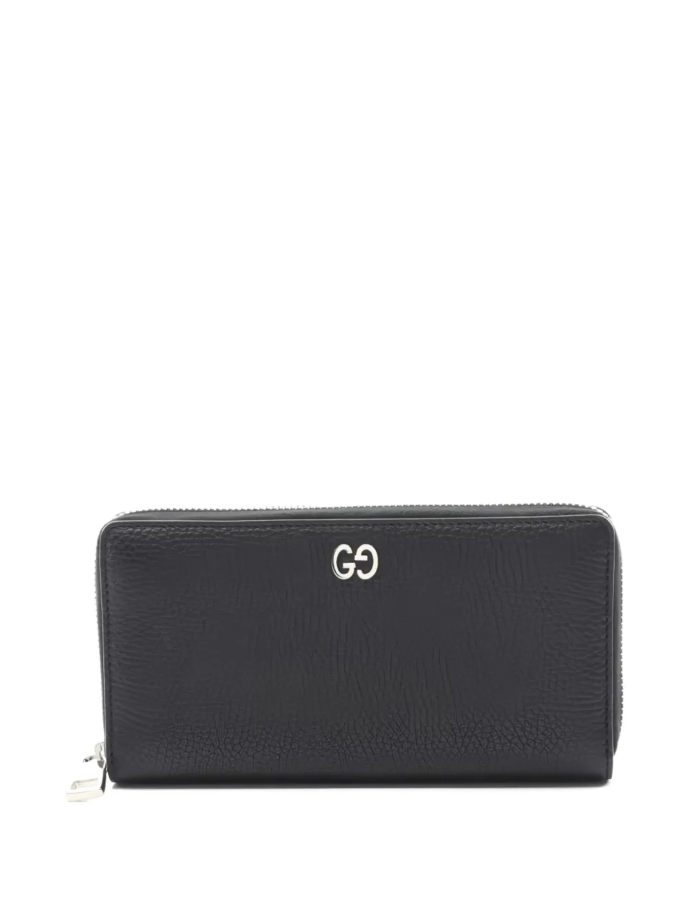 Pre-owned Gucci 2010s Gg Logo-plaque Zip Wallet In Black
