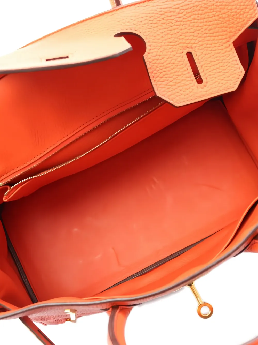 HERMES Pre-owned 2015 Birkin 30 Feu Leather Tote Bag In Orange