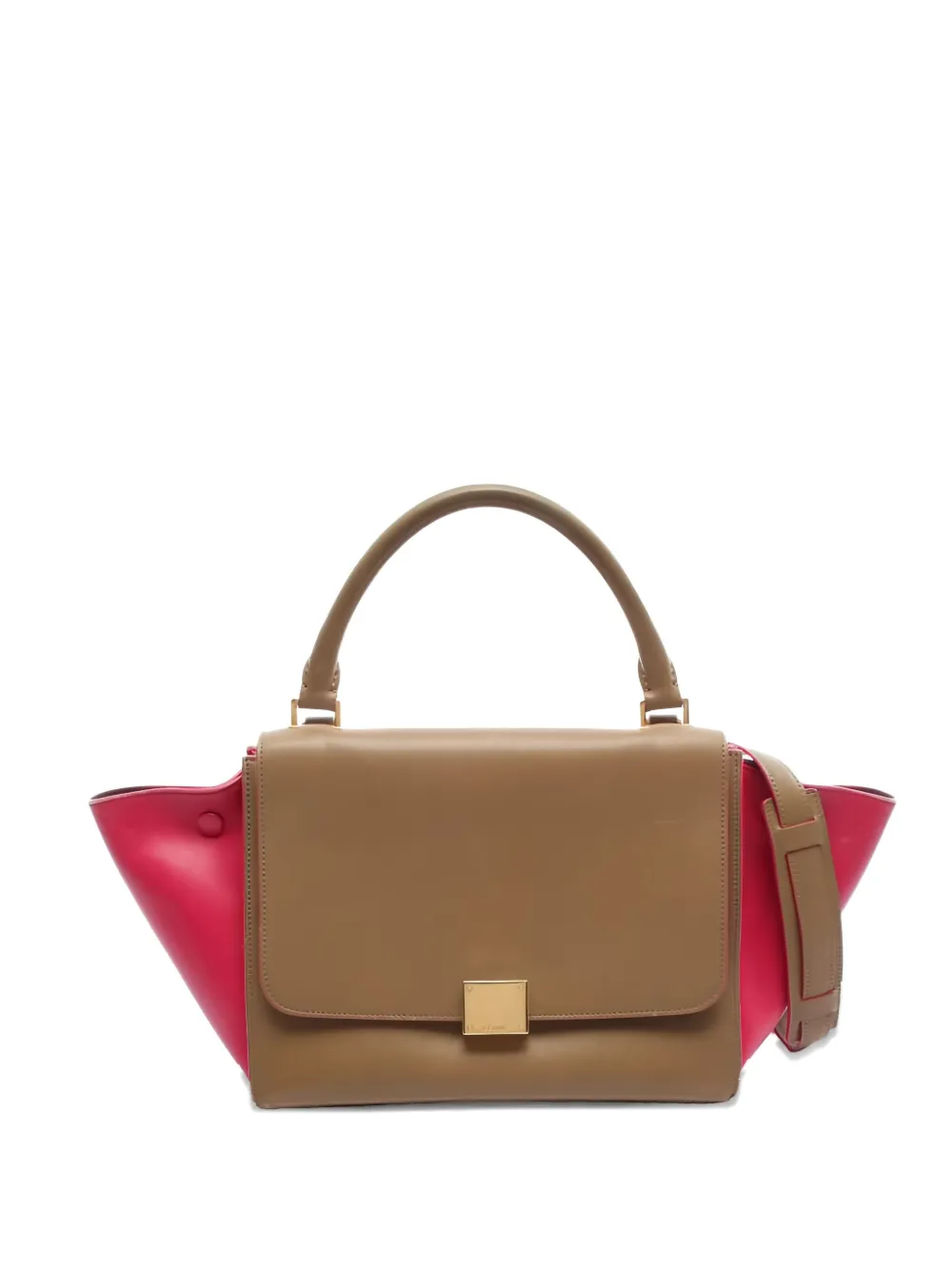 Pre-owned Celine 2000s Small Trapeze Leather Tote Bag In Neutral