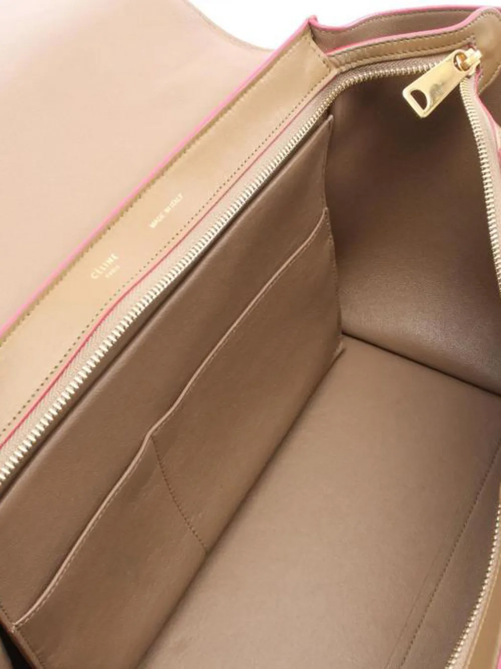 Pre-owned Celine 2000s Small Trapeze Leather Tote Bag In Neutral