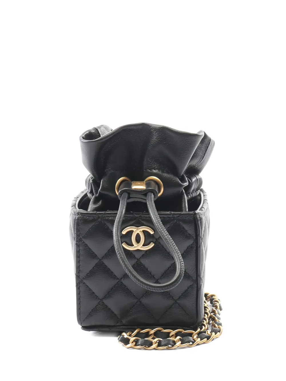CHANEL Pre-Owned 2021-2022 マトラッセ バケットバッグ ミニ - ブラック CHANEL Pre-Owned 2021-2022 マトラッセ バケットバッグ ミニ - ブラック