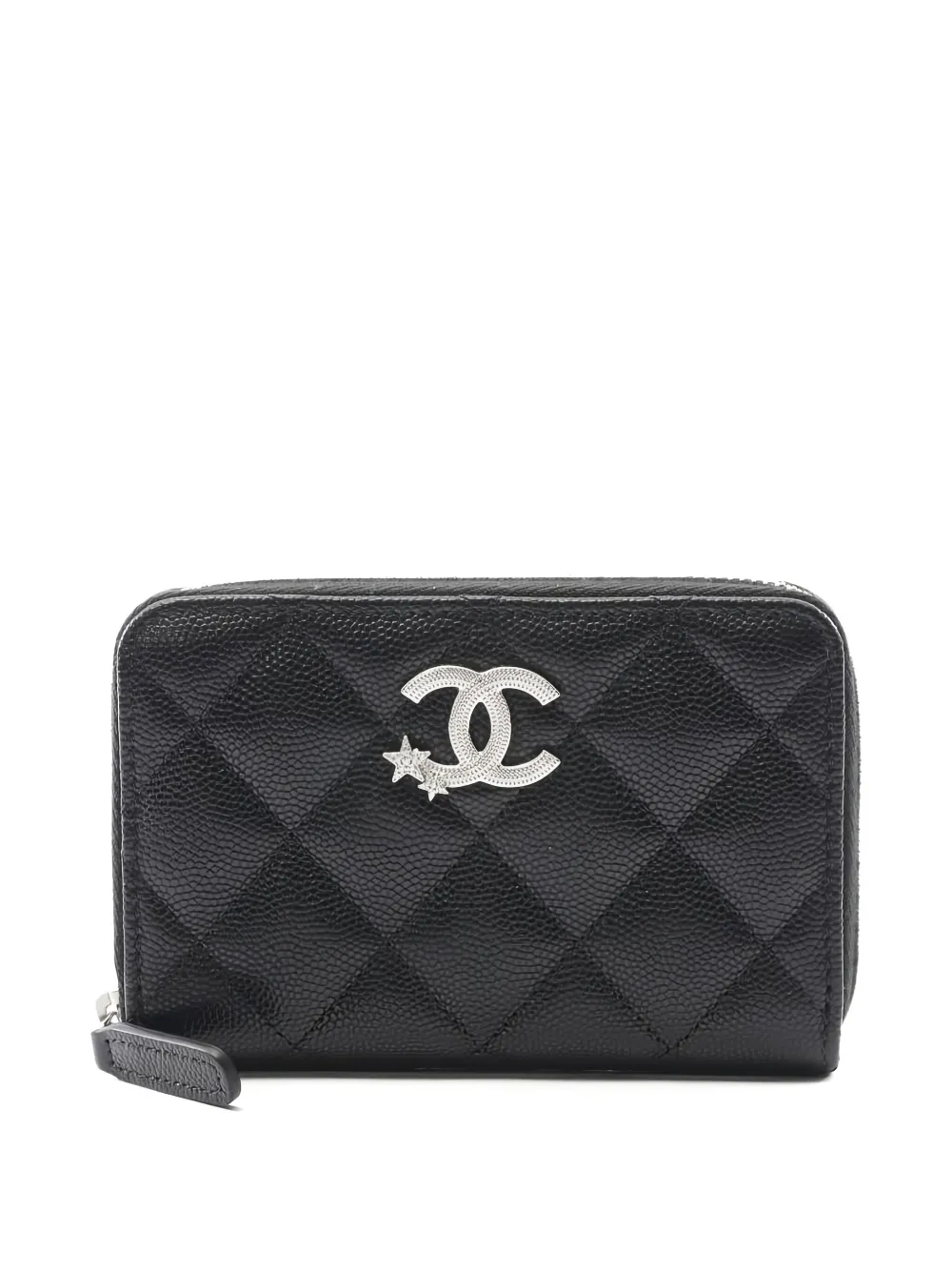 CHANEL Pre-Owned 2021 logo-plaque zipped wallet - Nero