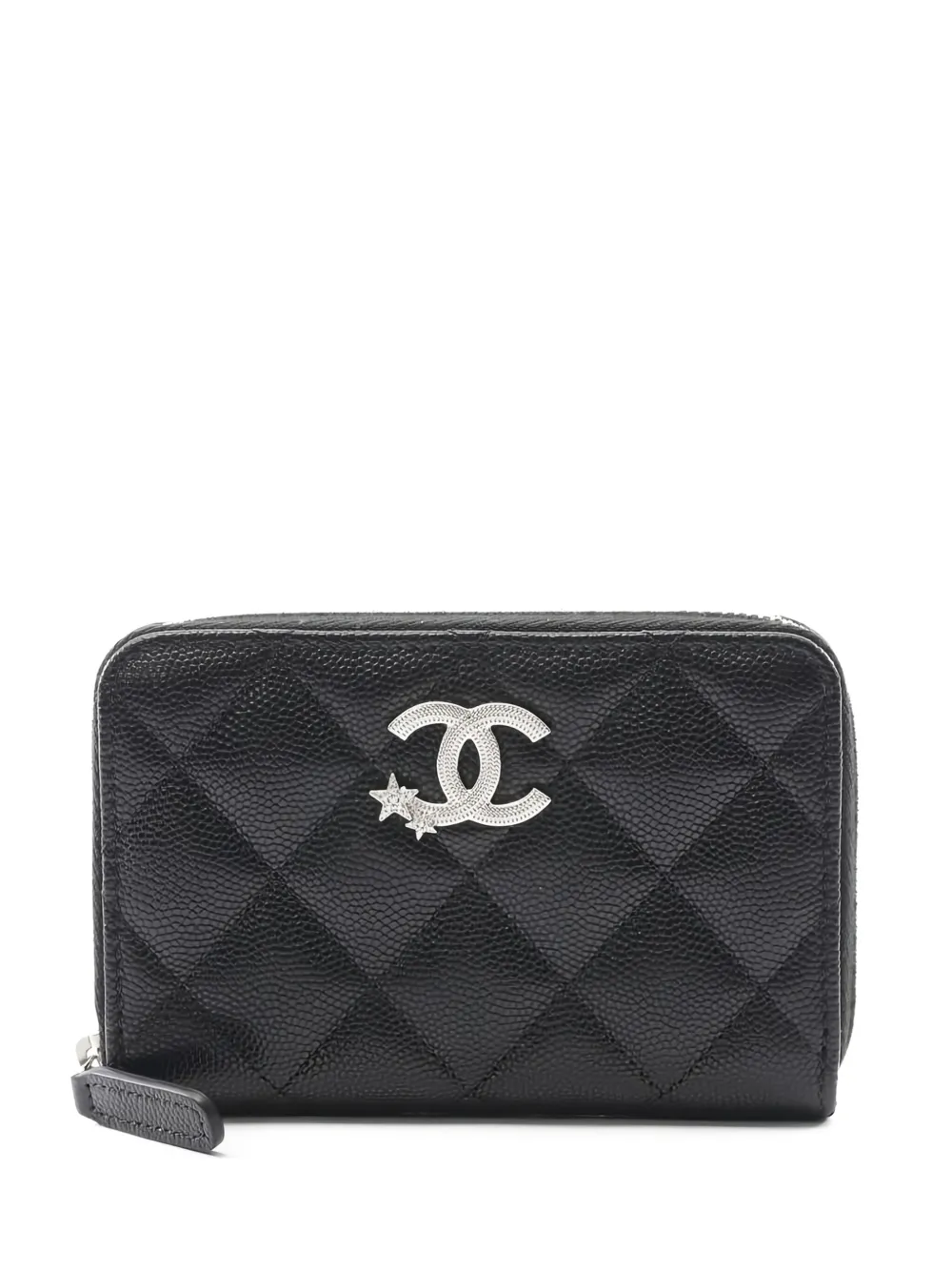CHANEL Pre-Owned 2021 logo-plaque zipped wallet - Nero