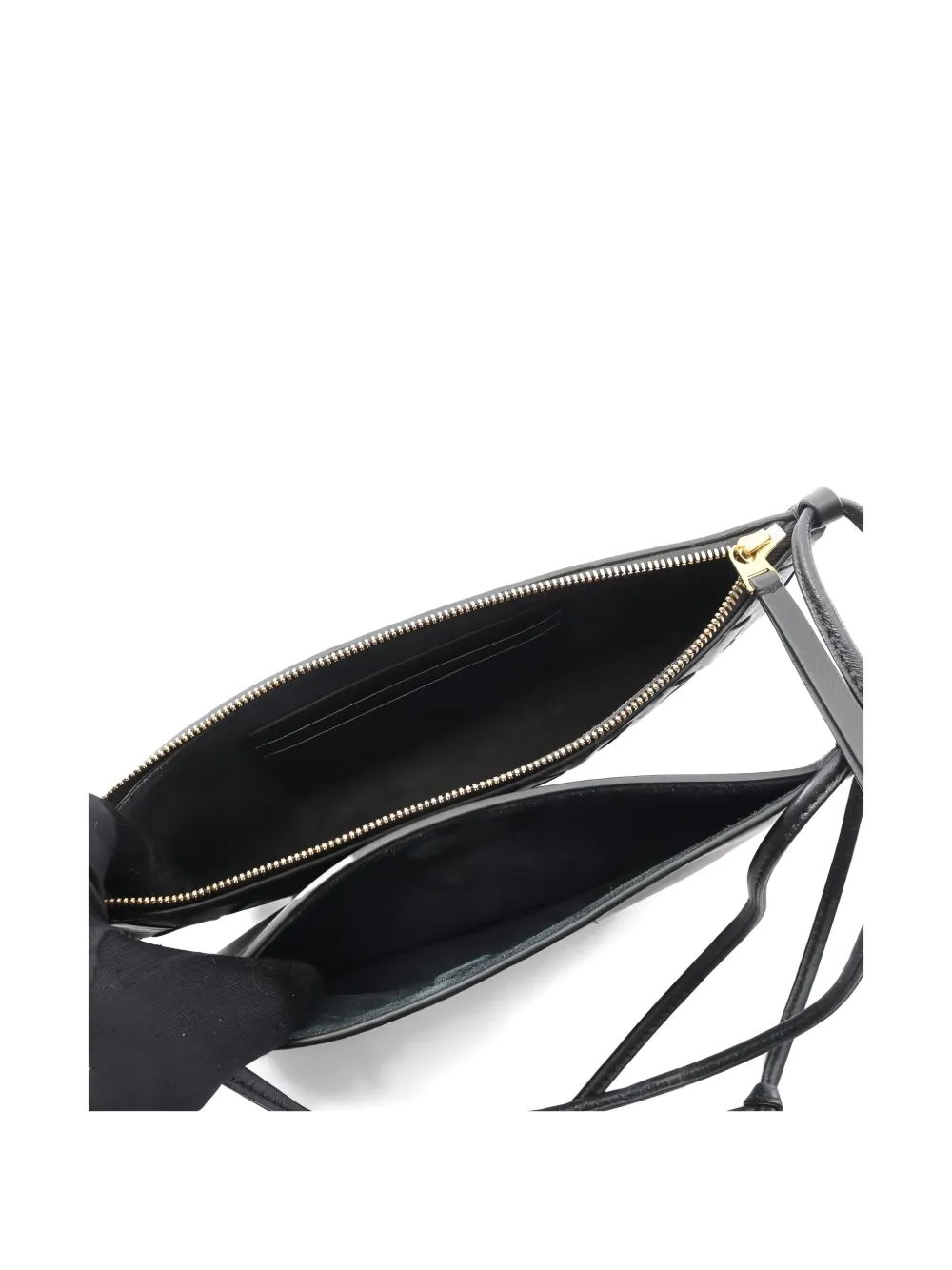 Pre-owned Bottega Veneta 20s Gemelini Intrecciato Pouch Bag In Black